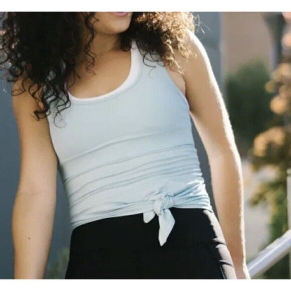 Zyia Active Racerback Knot Tank Top Womens Just a Cute Tank Blue Size Medium M - Picture 2 of 9